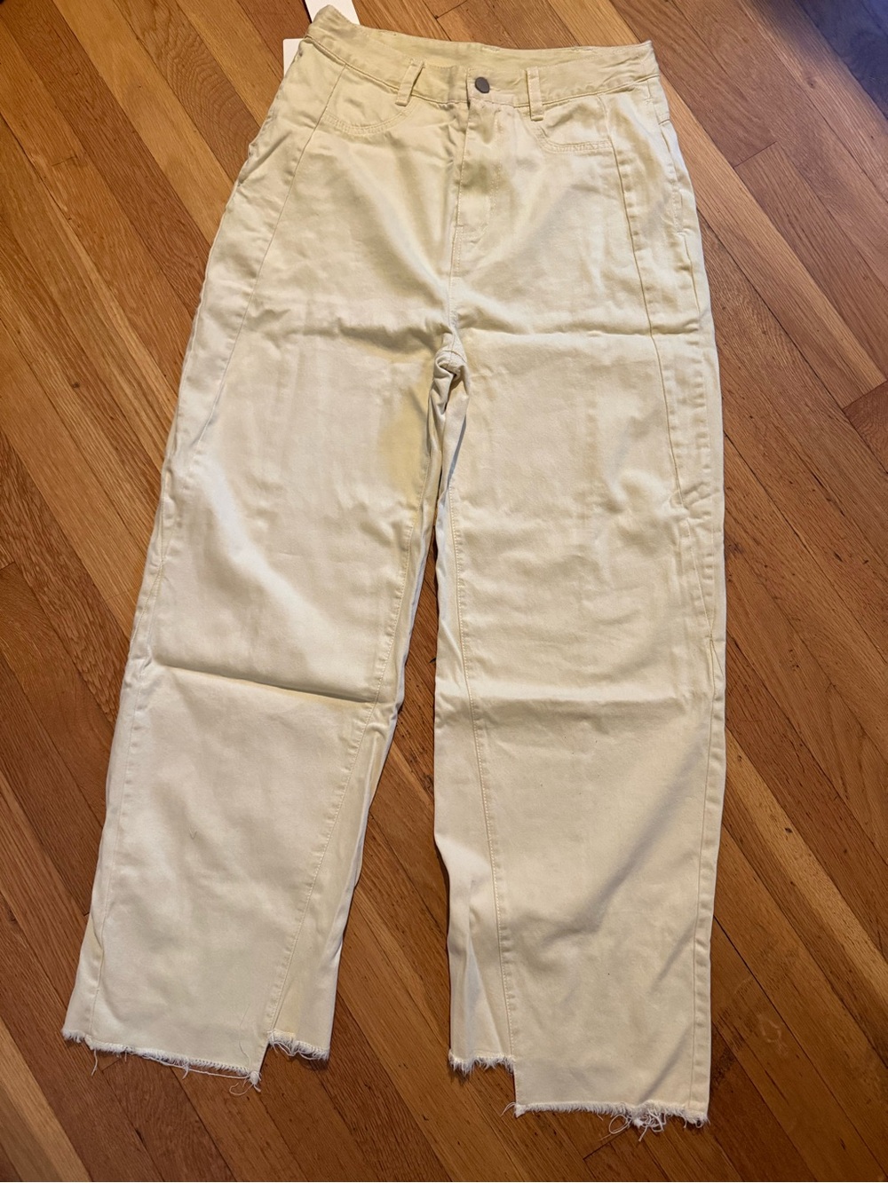 Women’s Cream Wide-Leg Cotton Pants